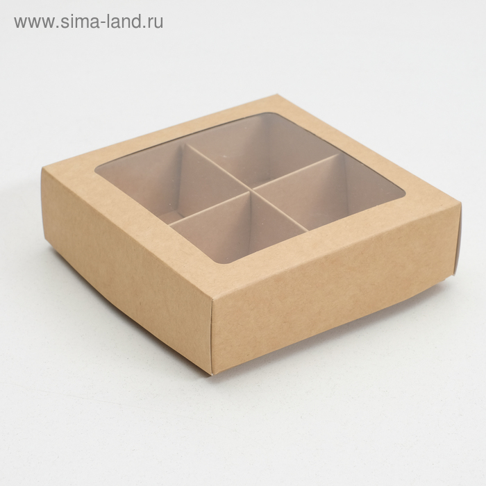 

Коробка для конфет с окном, крафт 12,5 х 12,5 х 3,5 см