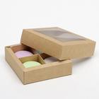 Коробка для конфет с окном, крафт 12,5 х 12,5 х 3,5 см - Фото 4