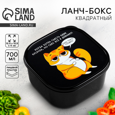 Ланч - бокс квадратный «Кот», 700 мл