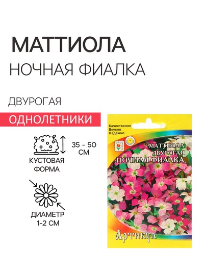 Семена цветов Маттиола двурогая "Ночная Фиалка", О, 0,3 г