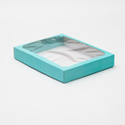 Коробка сборная, крышка-дно, с окном, голубая, 26 х 21 х 4 см - Фото 1