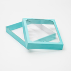 Коробка сборная, крышка-дно, с окном, голубая, 26 х 21 х 4 см - Фото 2