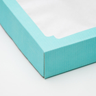 Коробка сборная, крышка-дно, с окном, голубая, 26 х 21 х 4 см - Фото 3