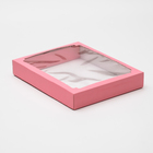 Коробка сборная, крышка-дно, с окном, розовая, 26 х 21 х 4 см - фото 11211830