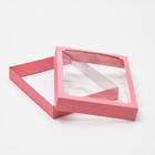 Коробка сборная, крышка-дно, с окном, розовая, 26 х 21 х 4 см - Фото 2