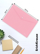 Папка-конверт на кнопке А4, 180 мкм, ErichKrause Diagonal Pastel, с тиснением, непрозрачная, микс - Фото 6