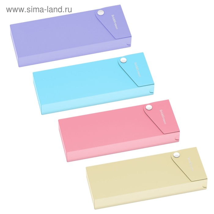 Пенал - футляр на кнопке ErichKrause Matt Pastel, пластиковый, МИКС - Фото 1