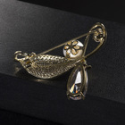 Брошь позолота «Бант» стеклянный с бусиной, цвет белый в золоте - Фото 2