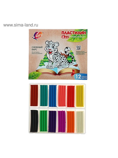 Пластилин «Луч. ZOO», 12 цветов, 180 г