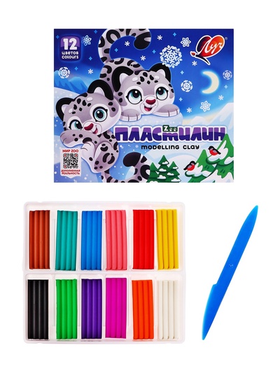 Пластилин «Луч. ZOO», 12 цветов, 180 г
