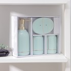 Набор аксессуаров для ванной комнаты «Лайн», 4 предмета (дозатор 400 мл, мыльница, 2 стакана), цвет зелёный - фото 6258945
