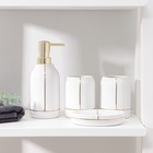 Набор аксессуаров для ванной комнаты «Лайн», 4 предмета (дозатор 400 мл, мыльница, 2 стакана), цвет белый - фото 6258946