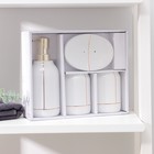 Набор аксессуаров для ванной комнаты «Лайн», 4 предмета (дозатор 400 мл, мыльница, 2 стакана), цвет белый - фото 6258949