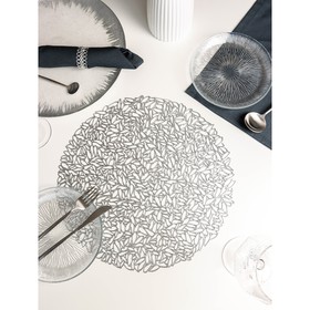 Салфетка сервировочная на стол «Манифик», d=38 см, цвет серебряный