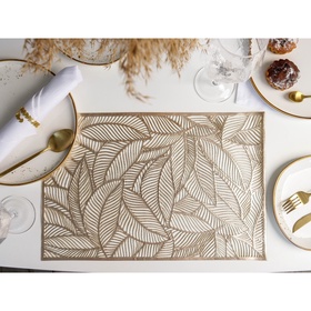 Салфетка сервировочная на стол Доляна «Листопад», 45?30 см, золотая (комплект 12 шт)