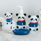 Набор аксессуаров для ванной комнаты «Пандочки», 4 предмета (дозатор 220 мл, мыльница, стакан мочалка), цвет белый - Фото 1