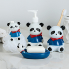 Набор аксессуаров для ванной комнаты «Пандочки», 4 предмета (дозатор 220 мл, мыльница, стакан мочалка), цвет белый - Фото 2