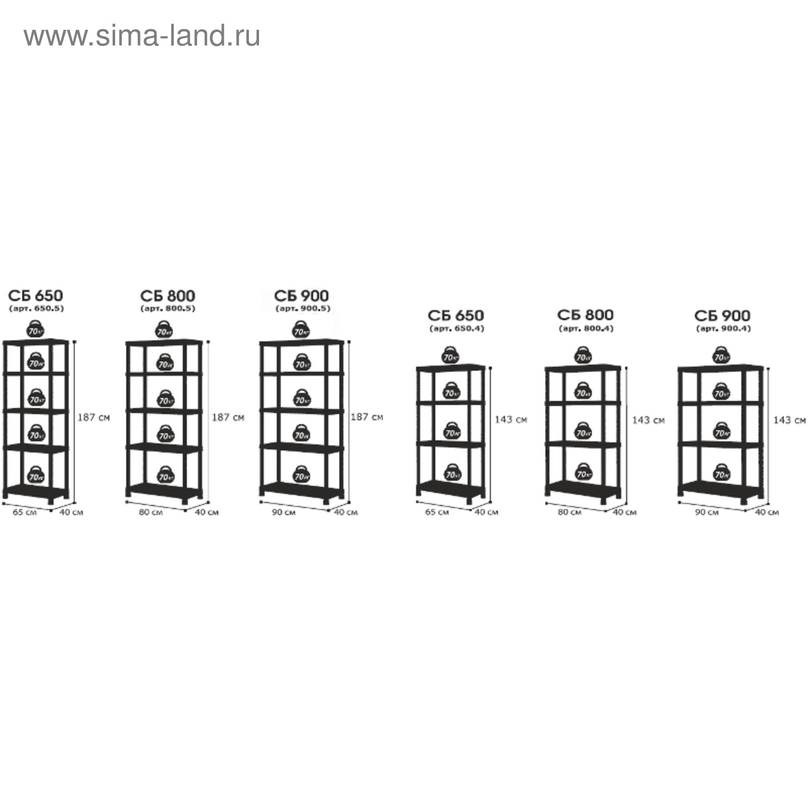 Стеллаж оптимус пластиковый 65 см