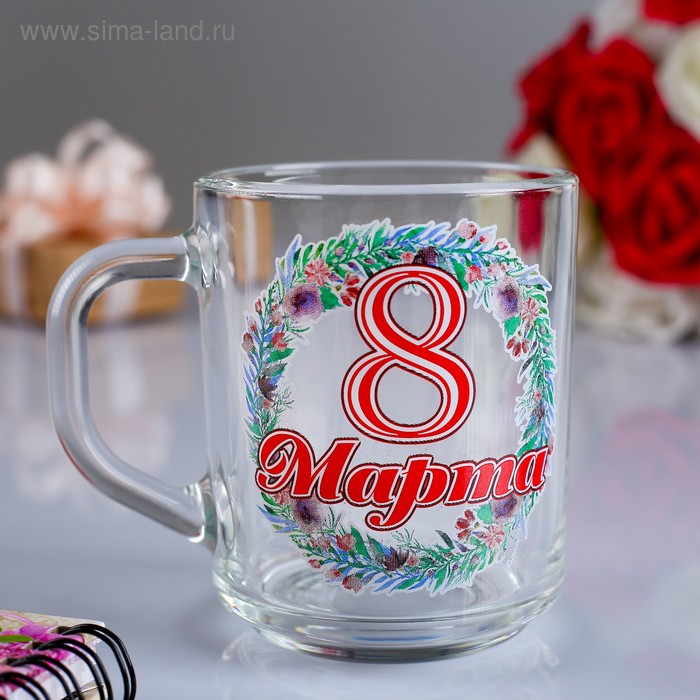 Кружка "8 марта" цветочный венок, 200 мл - Фото 1