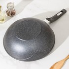 Сковорода «Гранит ВОК», d=28 см, стеклянная крышка, антипригарное покрытие, цвет тёмно-серый - Фото 3