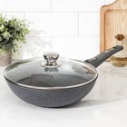 Сковорода - Вок Мечта «Гранит», 3.7 л, d=28 см, съёмная ручка, антипригарное покрытие, литой алюминий, серая - Фото 1