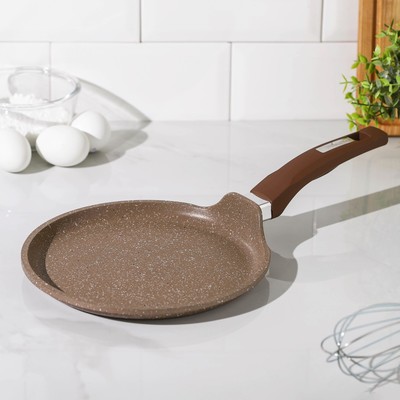 Сковорода Мечта блинная «Гранит Brown», d=22 см, пластиковая ручка, антипригарное покрытие, литой алюминий, коричневая
