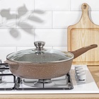 Сковорода Мечта «Гранит Brown», d=28 см, съёмная ручка, стеклянная крышка, антипригарное покрытие, алюминий, коричневая - Фото 9