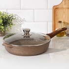 Сковорода Мечта «Гранит Brown», d=30 см, съёмная ручка, стеклянная крышка, антипригарное покрытие, литой алюминий, коричневая - Фото 1