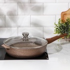 Сковорода Мечта «Гранит Brown», d=30 см, съёмная ручка, стеклянная крышка, антипригарное покрытие, литой алюминий, коричневая - Фото 7