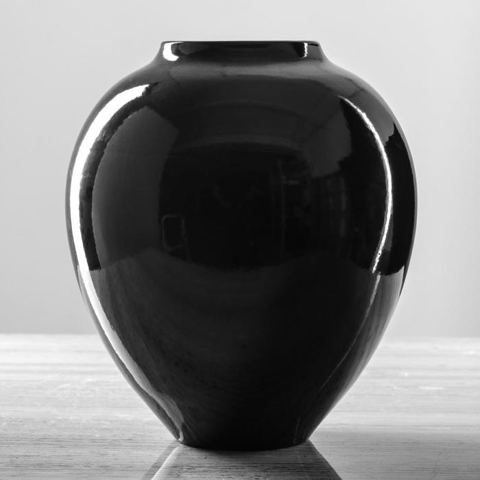 Ваза керамическая "Велеса", настольная, чёрный цвет, 25 см - Фото 1