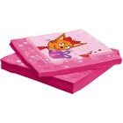 Салфетки «Три Кота», 20 шт., 33х33 см, цвет розовый - фото 8915796