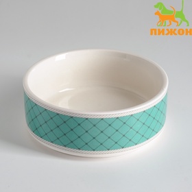 Миска керамическая "Сеточка" 200 мл - 10,5 х 10,5 х 4 см, белая/мятная