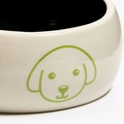 Миска керамическая со скошенным краем "Верный пес", 10,5 х 5,6 см, бело-зеленая - Фото 6