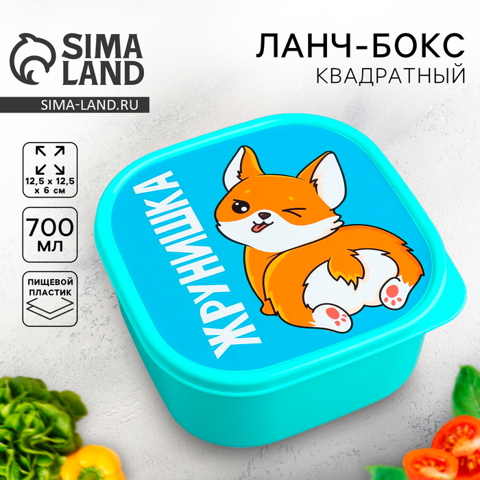 Ланч - бокс квадратный «Жрунишка», 700 мл - Фото 1