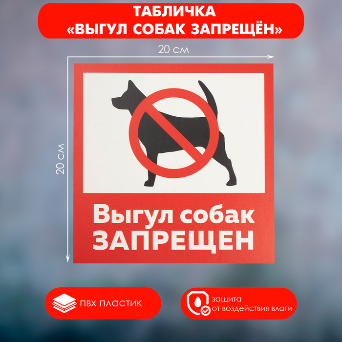 Табличка «ВЫГУЛ СОБАК ЗАПРЕЩЁН» 200×200, самоклеящаяся основа - Фото 1