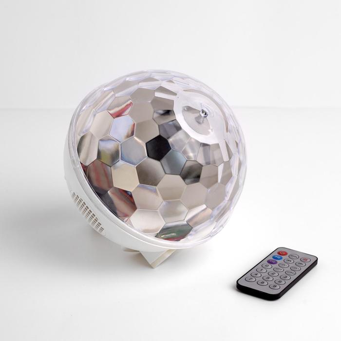 Световой прибор «Хрустальный шар» 16 см, Е27, динамик, пульт ДУ, свечение RGB - фото 1908517491