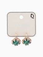 Серьги со стразами «Эдель», ромб, зелёные в розовом золоте  (артикул 4552485)  большой выбор товаров оптом и в розницу по низким ценам с доставкой