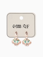 Серьги со стразами «Эдель», ромб, зелёные в розовом золоте  (артикул 4552485)  большой выбор товаров оптом и в розницу по низким ценам с доставкой