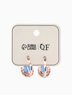 Серьги со стразами «Эдель», овал кружево, синие в розовом золоте  (артикул 4552489)  большой выбор товаров оптом и в розницу по низким ценам с доставкой