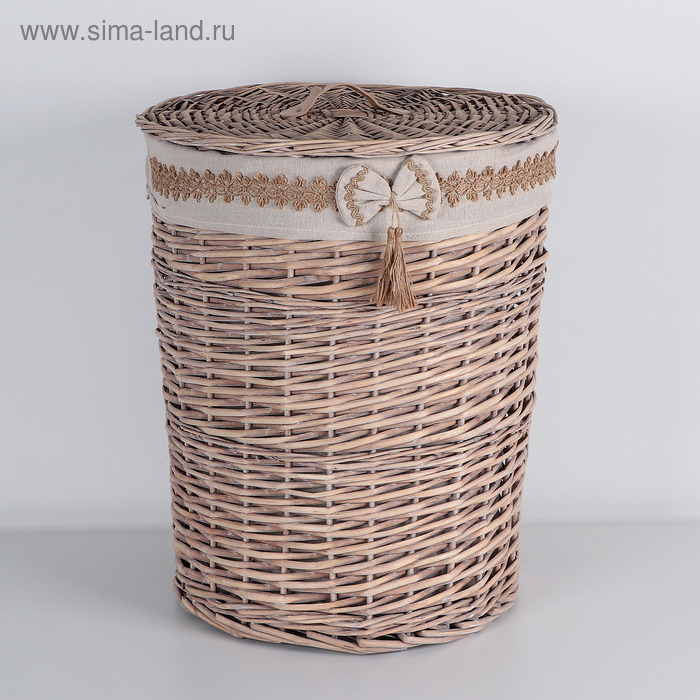 Корзина для белья универсальная плетёная Доляна «Бантик», 46×46×56 см - Фото 1
