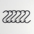 Набор крючков для рейлинга Доляна, d=2,2 см, 7 см, 6 шт, цвет чёрный - Фото 1