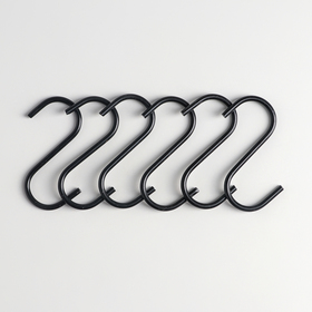 Набор крючков для рейлинга Доляна, d=2,2 см, 7 см, 6 шт, цвет чёрный