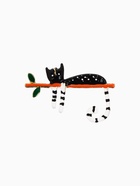 Брошь «Кошка» тропическая на ветке, цветная в золоте - Фото 1