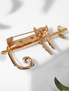 Брошь «Кошка» тропическая на ветке, цветная в золоте - Фото 6