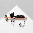 Брошь «Кошка» тропическая на ветке, цветная в золоте - Фото 8