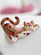 Брошь «Кошка» ленивица, цветная в золоте 4570886