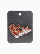 Брошь «Кошка» ленивица, цветная в золоте 4570886