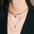 Кулон «Цепь» ключ с замком, цвет серебро, 56 см - Фото 1