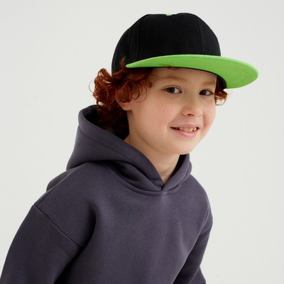 Кепка для мальчика MINAKU с прямым козырьком, чёрно-зелёная, размер 54