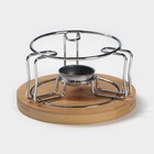 Подставка-подогрев под чайник BellaTenero «Эко», на бамбуковой подставке, d=14 см, металл, серебристая - Фото 1